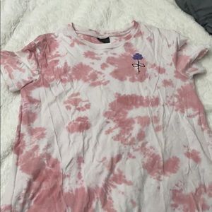 Pink and white t shirt with graphics